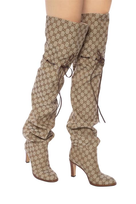 gucci print thigh high boots|Gucci boots women thigh high.